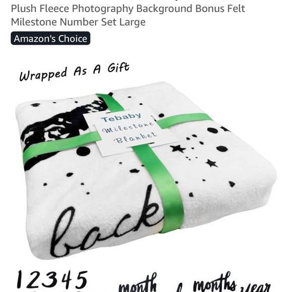Plush Fleece Milestone Blanket - Black and White - Picture 2 of 4